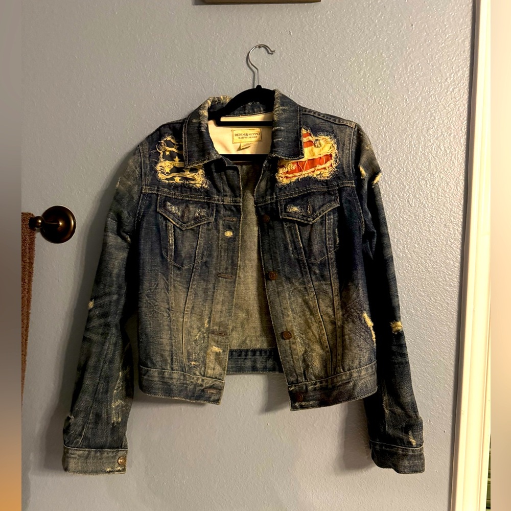 American distressed denim jacket